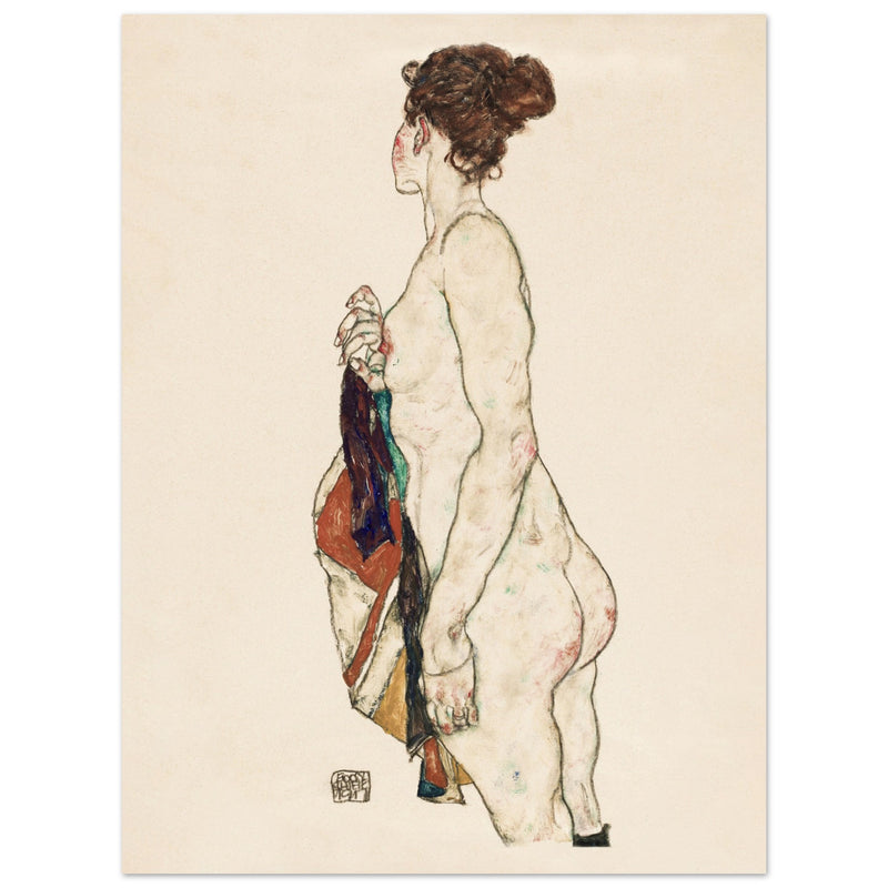 Poster: Standing Nude Woman With a Patterned Robe 1917