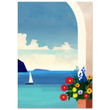 Poster: Greece, Boat and Flowers