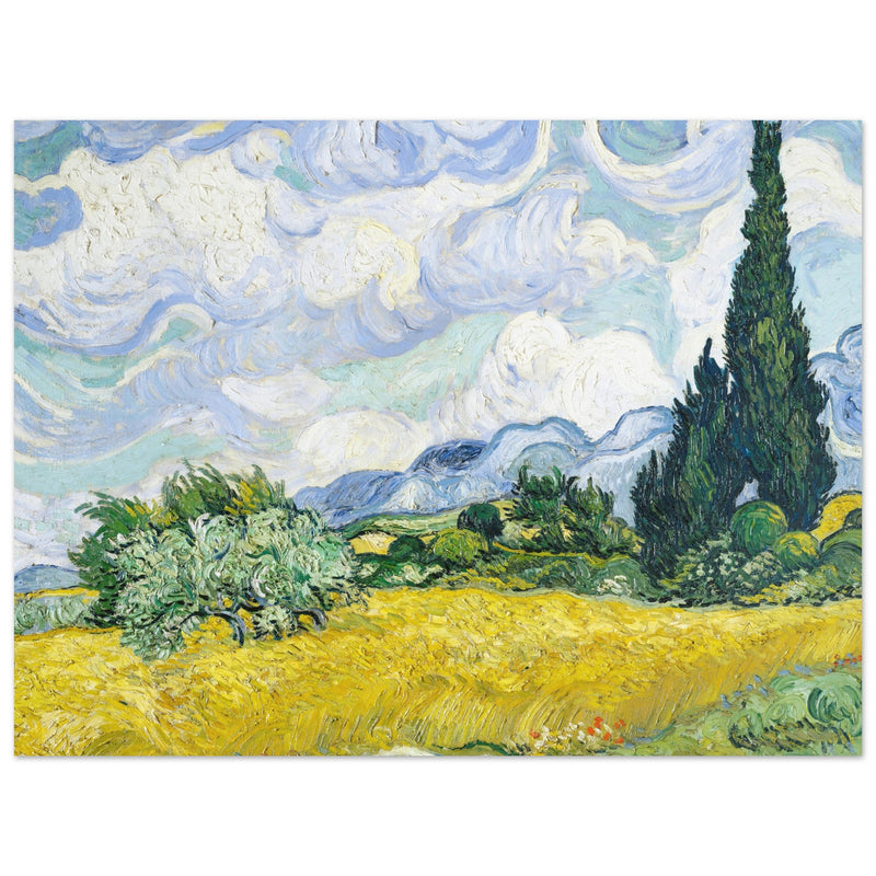 Poster: Wheat Field With Cypresses