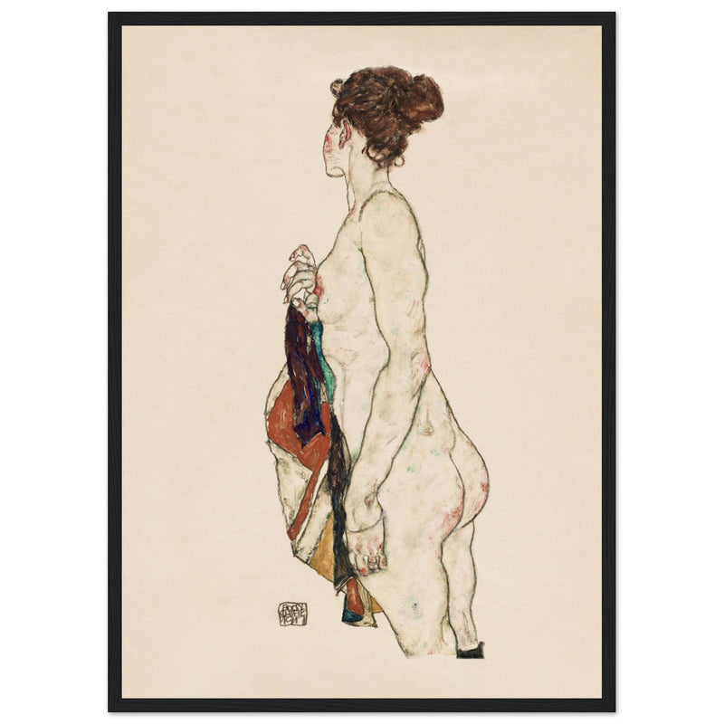 Poster: Standing Nude Woman With a Patterned Robe 1917