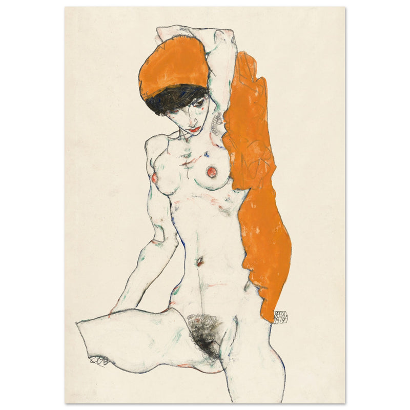 Poster: Standing Nude With Orange Drapery 1914