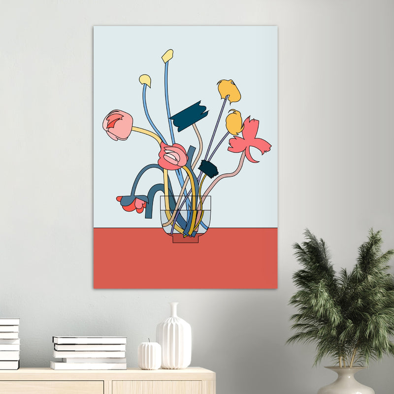 Poster: Flowers in a glass vase