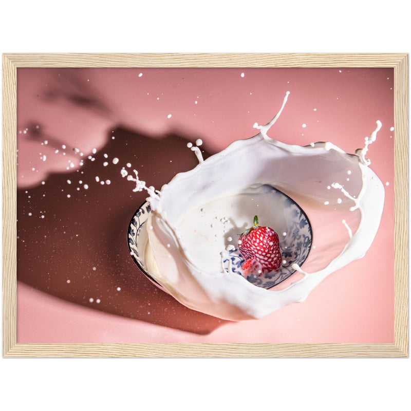 Poster: Strawberry fall into the milk trap